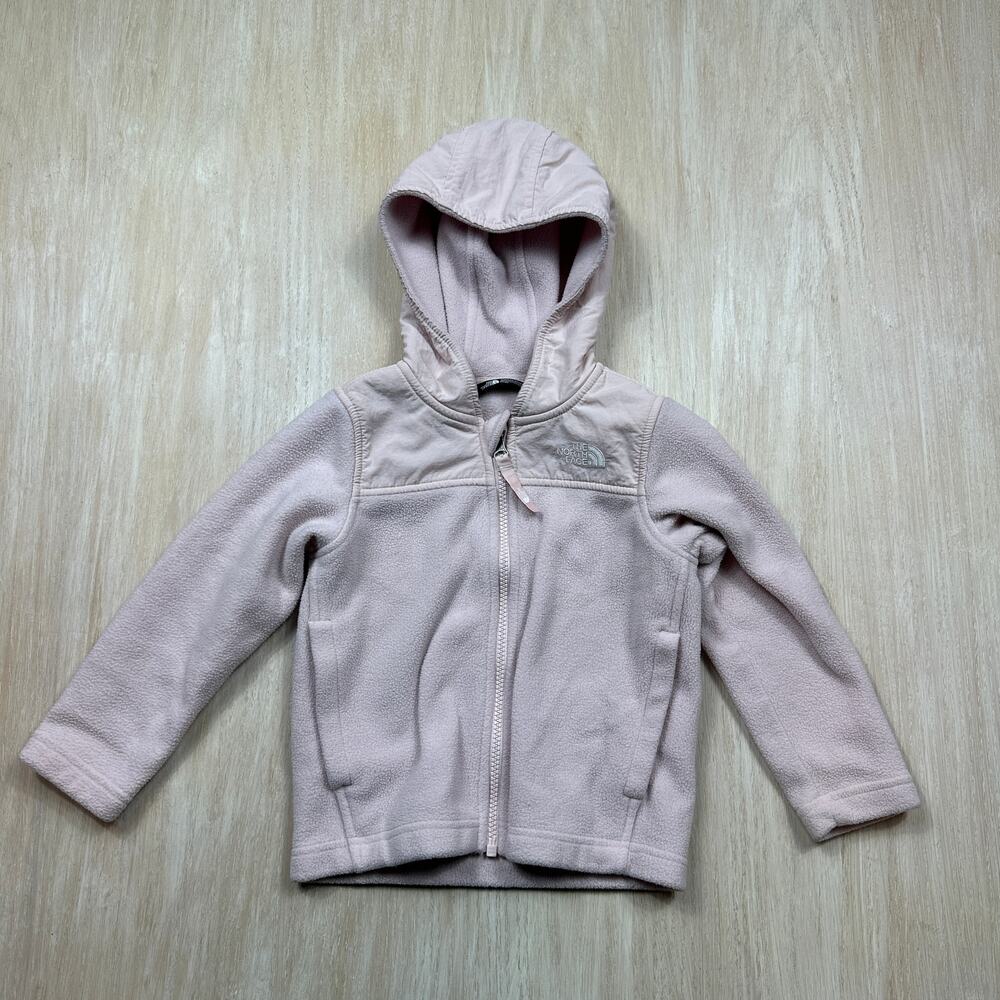 The North Face Girls Pink Hooded Fleece Full Zip Outdoor Hiking Cozy Jacket 4T